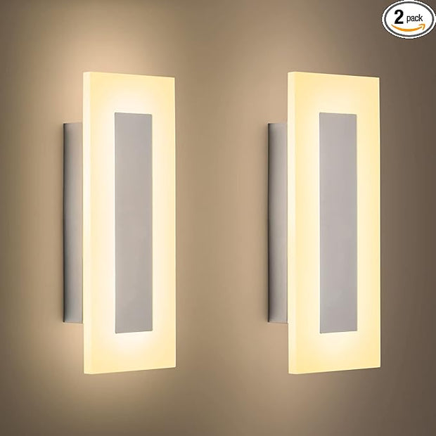 LMQNINE Modern LED Acrylic Wall Sconce Warm White Light 3000K for Bedroom Corridor Stairs Bathroom Indoor Lighting Fixture Lamps Home Room Decor (2-Pack)…