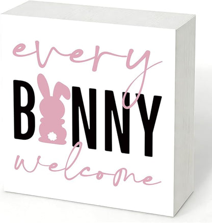 Easter Decorations for Home Every Bunny Welcome Wooden Hanging Sign, Bunny Rabbit Spring Front Door Decor, Farmhouse Rustic Porch Hanger for Indoor Outdoor Holiday Decor
