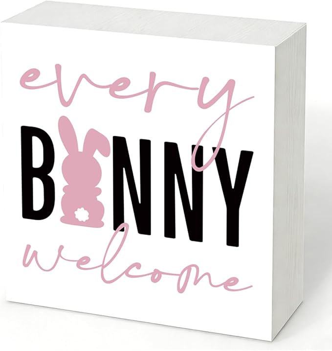 Easter Decorations for Home Every Bunny Welcome Wooden Hanging Sign, Bunny Rabbit Spring Front Door Decor, Farmhouse Rustic Porch Hanger for Indoor Outdoor Holiday Decor