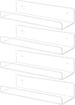TONICE 4 Pack Acrylic Shelves for Wall 10in Floating Shelf Wall Mounted Set for Room, Bedroom, Bathroom, Kitchen, Living Room, Office Book Shelf Storage Decor