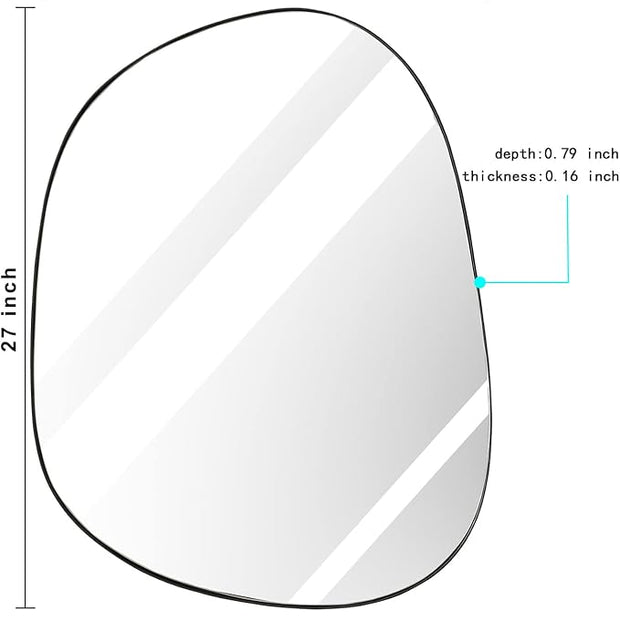 Asymmetrical Wall Mirror for Decor 21"*27", Modern Black Framed Wall Mirror for Living Room Bathroom Bedroom Entryway ELE-STOU-0065B