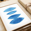 Nationcog Modern Blue Watercolor Organic Leaves Art Print, Minimalist Mid-Century Poster, Large Contemporary Wall Decor for Home, Abstract Handmade Gift Idea (Unframed) (11x14)