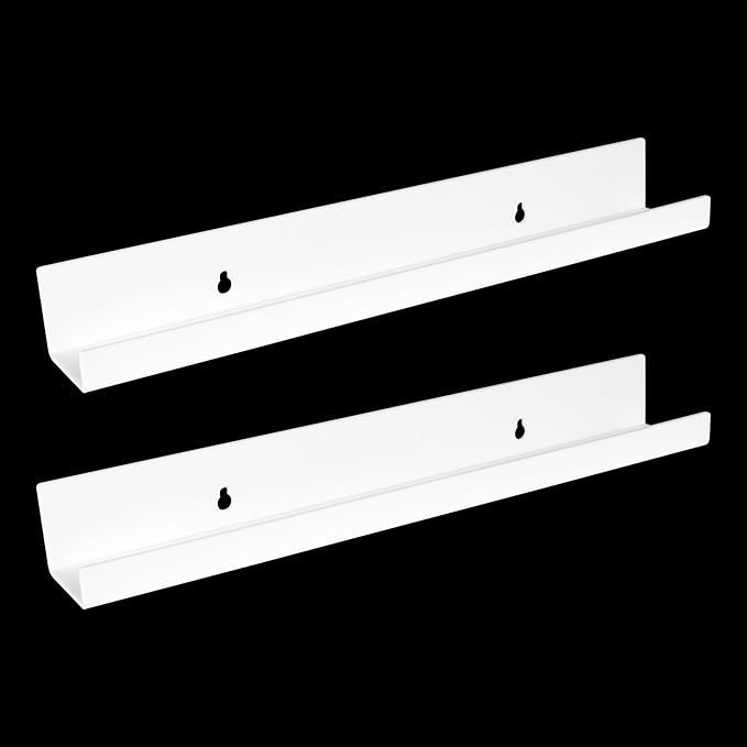 evron Acrylic Floating Shelves – 2-Pack White Wall Shelf for Bathroom, Bedroom, or Kitchen – Easy Installation with Adhesive (No-Drill) or Screws (Drill Required) – 13.8