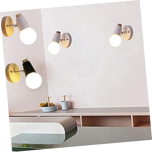 Minimalist Nordic Style Wall Lamp Modern Solid Wood Wall Sconce Space Saving Black Fixture for Bedroom Living Room Dining Study and Bathroom Decor No Bulb Included
