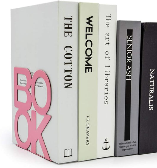 Book Ends - Decorative Metal Book Ends Supports for Bookrack Desk,Books, Unique Appearance Design,Heavy Duty
