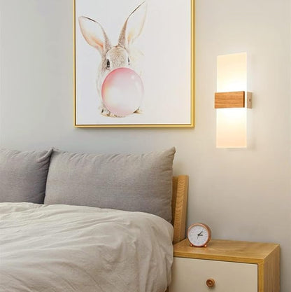 Minimalist Round Disc Wall Sconce LED Wall Light Dimmable Lighting Fixture Farmhouse Wood Wall Light Rectangle Modern Nordic Hallway Wall Mounted Lamp for Living Room Bedroom Stairway Porch