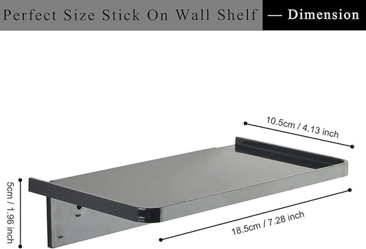 Acrylic Floating Wall Shelves - Small Stick-on Wall Mounted Phone Shelf Holder Wipes Rack Smart Speaker Shelf for Bathroom,Kitchen,Toilet,Bedroom,Office - Black