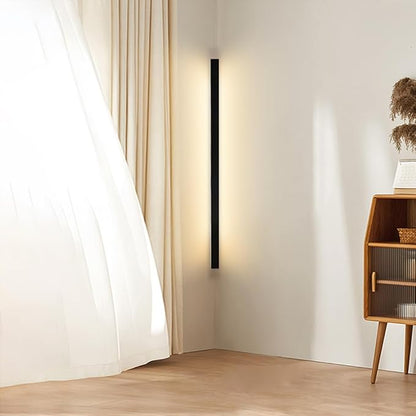 Black Linear Wall Sconce Lighting, Modern LED Wall Light Fixture, Minimalist Long Strip Wall Lamp, Interior Decoration Wall Mounted Lamp for Bedroom Bedside Living Room Corridor Stairs