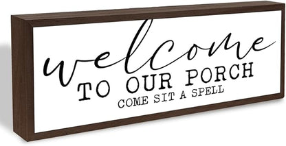 Welcome to Our Porch Sign, Farmhouse Wood Signs, Front Door Decoration for Home Farmhouse Cottage, Entryway Decors, Decorative Wooden Table Sign, Wall Decors Art, Housewarming Decoration