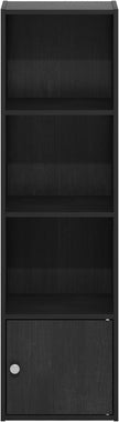 Furinno Luder Shelf Bookcase with 1 Door Storage Cabinet, Blackwood