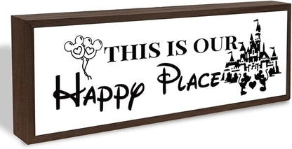 This is Our Happy Place Sign, Sweet Home Dorm Decor, Front Door Decor for Shelves, Living Room Decoration, Rustic Tabletop Decors, Garden Yard Outdoor Decors
