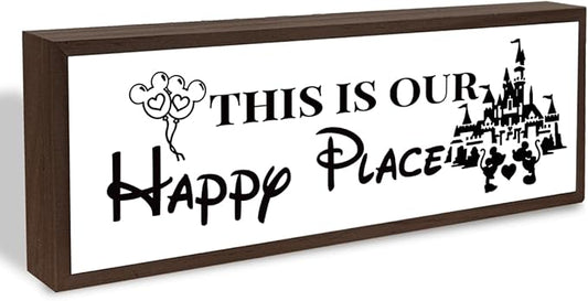This is Our Happy Place Sign, Sweet Home Dorm Decor, Front Door Decor for Shelves, Living Room Decoration, Rustic Tabletop Decors, Garden Yard Outdoor Decors