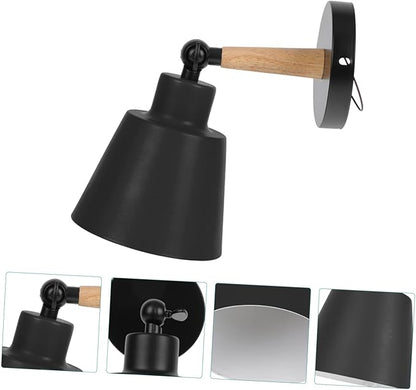 Nordic Style Wall Light Decor Simple Black Wood Wall Lamp for Bedroom Corridor Balcony Easy to Install Modern Indoor Aisle Lighting Fixture Elegant Minimalist Backdrop Accent