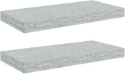 Concrete Grey Honeycomb Floating Wall Shelves Set of 2, Modern MDF and Metal Wall Mounted Shelves for Living Room Office, Sturdy Storage Display Shelf
