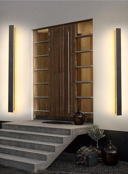 Hardwired Modern 32" LED Wall Sconce Light, Thin Slim 2" Wide, Matte Black Aluminum Fixture, Warm/Neutral/Cool White, Mounted Lamp for Bedroom, Living Room, Hallway – Electrical Installation Required