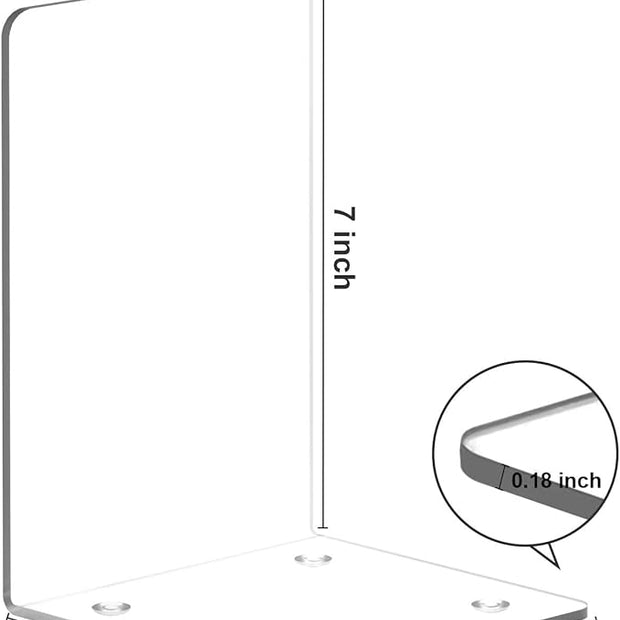 VFINE Bookends 4 Pieces, Acrylic Book End Clear Bookends for Shelves Decorative Bookend Non-Skid Book Ends Book Holders Book Organizer for Home Office School Supplies