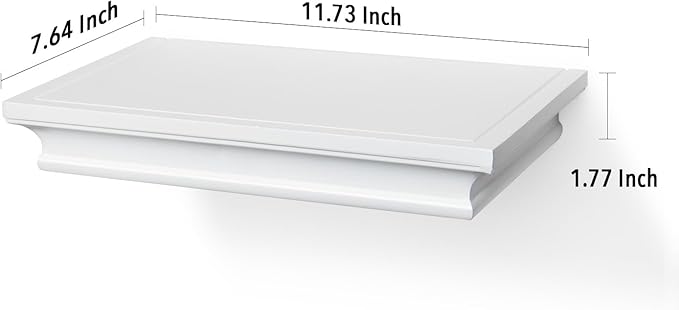 AHDECOR White Floating Shelves Wall Mounted, Deeper Wall Storage Shelf for Home Décor, Super Sturdy, Easy to Install, 12” Wide, 7.75” Deep