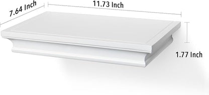 AHDECOR White Floating Shelves Wall Mounted, Deeper Wall Storage Shelf for Home Décor, Super Sturdy, Easy to Install, 12” Wide, 7.75” Deep