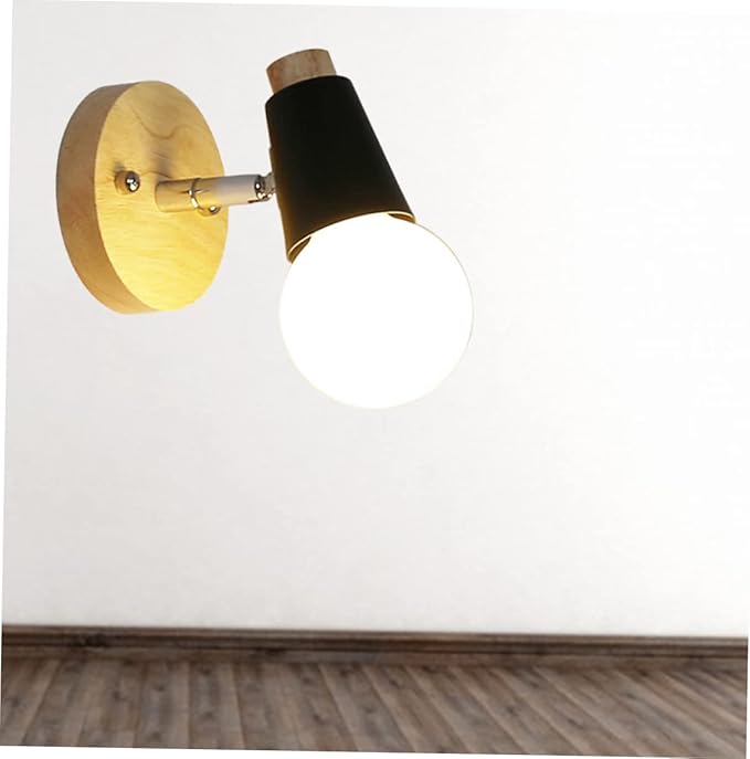 Minimalist Solid Wood Wall Sconce Black Wall Lamp for Bedroom Loft Lighting Decor Space Saving Mounted Fixture for Living Room Dining Study Bathroom Modern Nordic Style Without