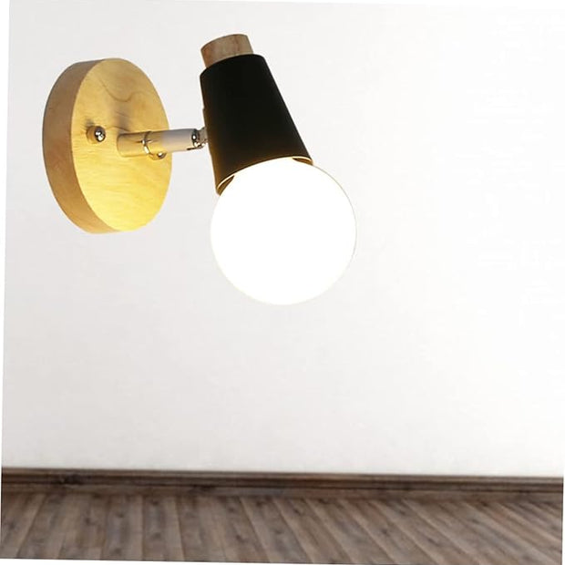 Minimalist Solid Wood Wall Sconce Black Wall Lamp for Bedroom Loft Lighting Decor Space Saving Mounted Fixture for Living Room Dining Study Bathroom Modern Nordic Style Without
