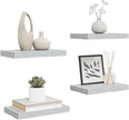 Concrete Gray Honeycomb MDF Wall Shelf Set of 4 with Metal Brackets for Modern Home Office Decor and Space Saving Storage