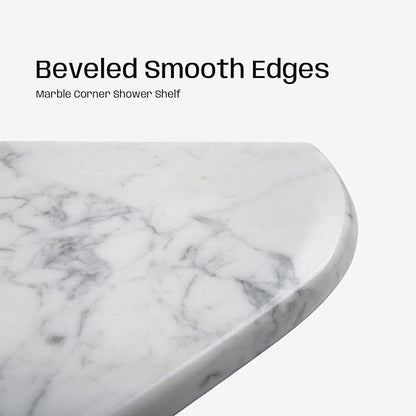 Marble Corner Shower Shelf, 8 Inch Carrara White Marble Corner Shelf for Bathroom Shower Decor, Wall Mounted, Polished, 1 Pc