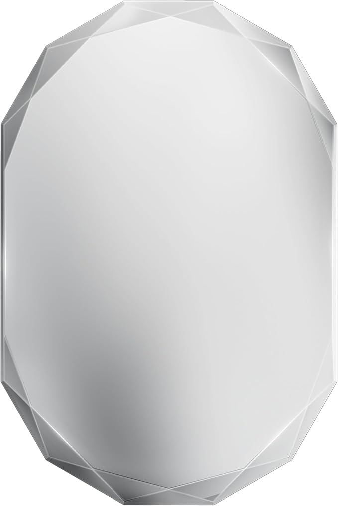 Suidia Bathroom Mirror, 24"x 36" Wall Mirror, Frameless Bathroom Mirror with Beveled Edge for Bedroom, Living Room, Entryway, Hallway, Oval Shape