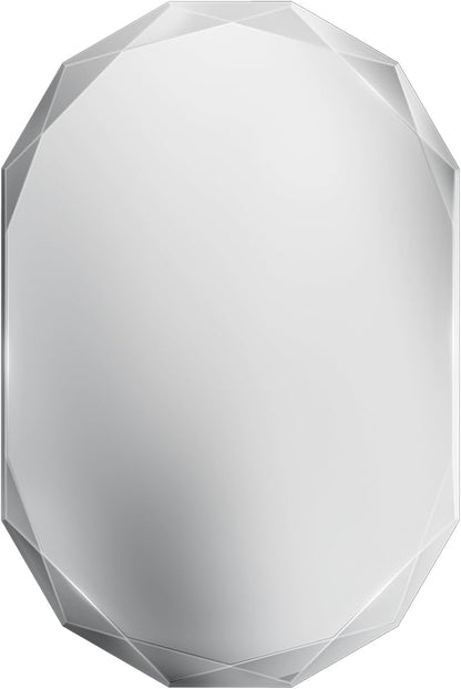 Suidia Bathroom Mirror, 20"x 30" Wall Mirror, Frameless Bathroom Mirror with Beveled Edge for Bedroom, Living Room, Entryway, Hallway, Oval Shape