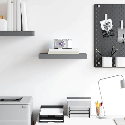 High Gloss Grey Floating Wall Shelf, Modern Honeycomb MDF Small Wall Shelf for Living Room Bedroom Office, Durable Display Easy to Clean Versatile Storage Organizer