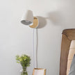 Wall Sconce Plug in,White Wall Lights for Bedroom,Modern Wood Sconces Light with 180°Rotation Metal Shade,e26 Wall Lamp with Switch for Living Room,Nightstand,Dining Room,Hallway,Corner,Stairway