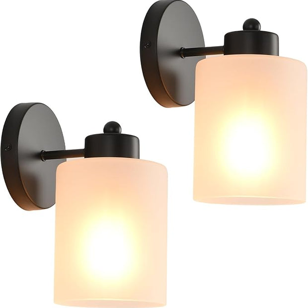 Metal Sconces Wall Lighting with Clear Glass Shade, Bathroom Vanity Light Matte Black Wall Sconce, Modern Wall Light Fixtures