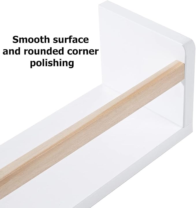 AZSKY 16 Inch Nursery Floating Shelves Set of 3, White Wood Kids Wall Bookshelves & Book Organizer Ledge for Baby Room Decor, Display Toys, Picture Frames