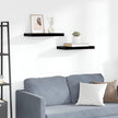 Floating Wall Shelf Set of 2 High Gloss Black Honeycomb MDF Metal Modern Storage Display