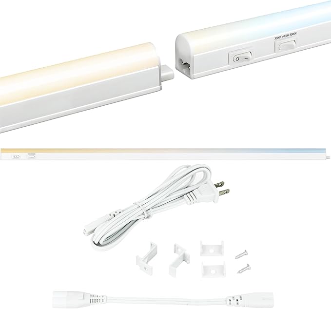 Sunlite LED Under Cabinet Lighting Plug in 34 Inch Linkable Under Counter Lights for Kitchen 12 Watts, 120 Volts, 1200 Lumens, Adjustable 3 CCT 3000K-5000K, 50,000 Hour Lifespan, ETL Listed LED Light