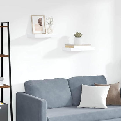 White Honeycomb Floating Wall Shelf Set of 2, Modern MDF and Metal Shelves with Invisible Mounting, 15.7 x 9.1 Inch Display Storage for Decor and Books, Matte Finish, Durable