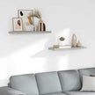 Set of 2 Concrete Grey Honeycomb MDF Floating Wall Shelves with Invisible Mounting System for Modern Home Office Decor and Display Storage