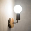 Vintage Loft Style Wooden Base Wall Lights Metal Lamp Minimalist Indoor Wall Sconces E26 Lamp Holder Lighting for Living Room Bedrooms (Bulb Sold Separately) (Black)