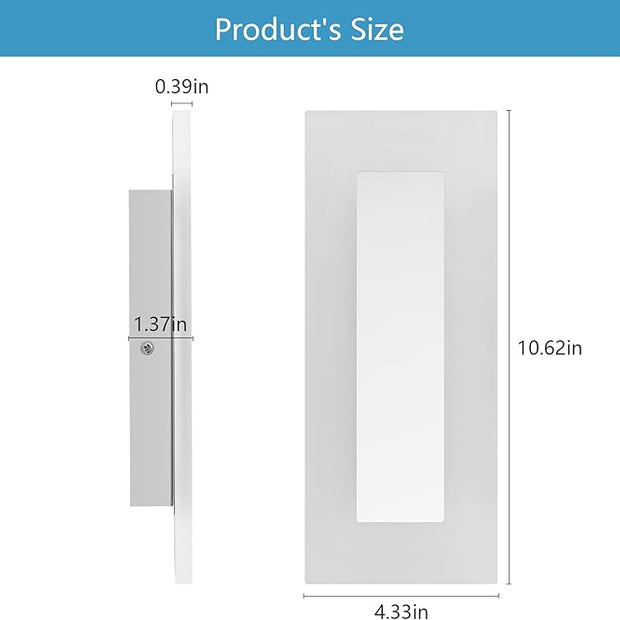 LMQNINE Modern LED Acrylic Wall Sconce Warm White Light Chrome 6000K for Bedroom Corridor Stairs Bathroom Indoor Lighting Fixture Lamps Home Room Decor (2-Pack)…