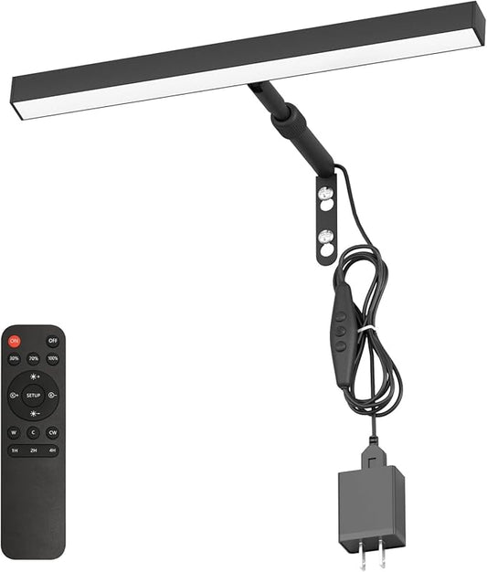 4W Plug in Picture Light for Paintings with Remote Control, 12" LED Art Display Lighting for Gallery, Dartboard, Artwork, Black Wall Mounted Picture Frame Light