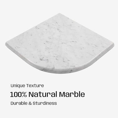 Marble Corner Shower Shelf, 9 Inch Big Carrara White Marble Corner Shelf for Bathroom Shower Decor, Wall Mounted, Polished, 1 Pcs