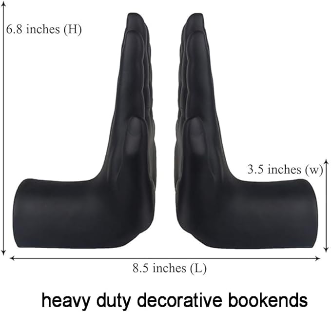 Decorative Bookends Praying Hands Book Ends for Shelves, Black Modern Bookend Heavy Duty Book Ends Stopper Holders for Shelves Office Home Living Room, Resin, 8.5" x 6.8"