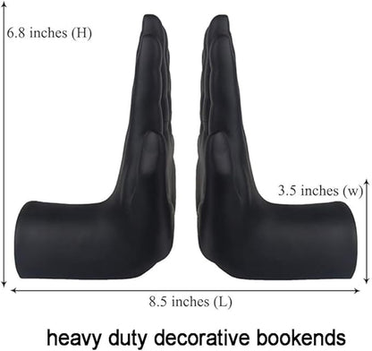 Decorative Bookends Praying Hands Book Ends for Shelves, Black Modern Bookend Heavy Duty Book Ends Stopper Holders for Shelves Office Home Living Room, Resin, 8.5" x 6.8"