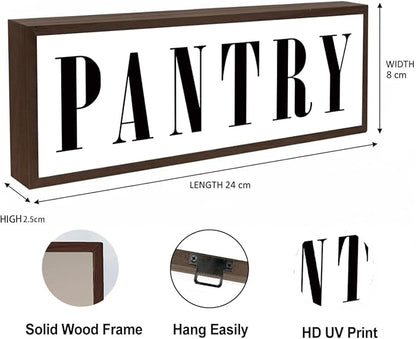Pantry Sign, Rustic Decorative Wooden Box Signs, Framed Wooden Plaque Sign Decor, Funny Kitchen Decoration, Farmhouse Home Decor for Kitchen Shelf, Pantry Room Decors, Housewarming Gift