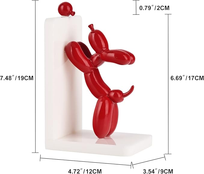 Cute Balloon Dog Bookends - Animal Book Stoppers for Kids' Books, Unique Home Office Decor