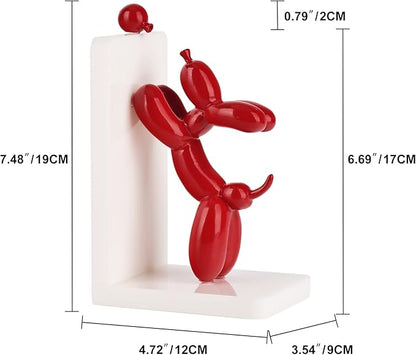 Cute Balloon Dog Bookends - Animal Book Stoppers for Kids' Books, Unique Home Office Decor