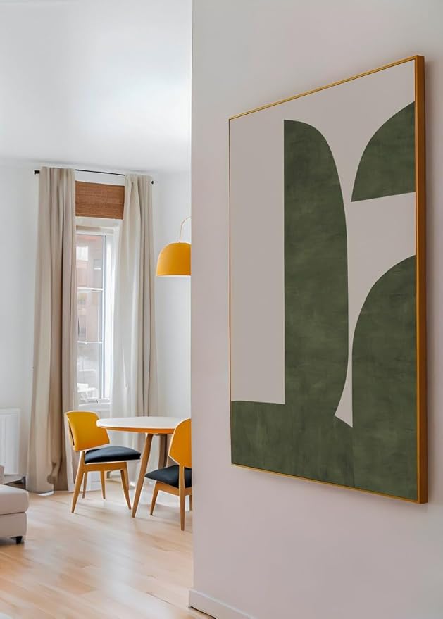 Nationcog Modern Green Minimalist Art, Mid-Century Contemporary Wall Decor, Large Affordable Home Accent, Aesthetic Handmade Gift Idea (Unframed) (27x40)