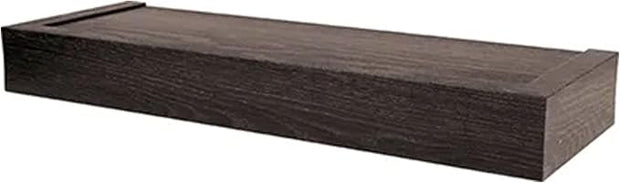 Four Seasons Courtyard 18 Inch Modern Flat Edge Dry Wall Installation Floating Storage Shelf, 15 Pound Weight Capacity Plastic Ledge, 2 Pack, Espresso