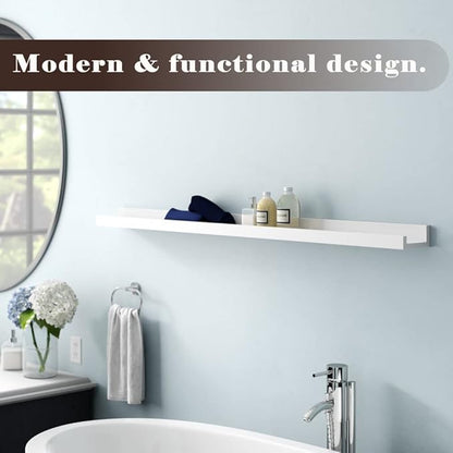 WELLAND Picture Ledge, Photo Ledge, Floating Ledge Wall Shelves, 48-inch, Set of 2, White