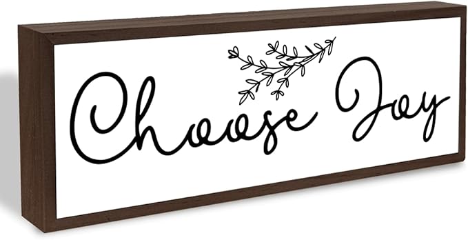 Choose Joy Sign, Happy Decoration for Home Office, Inspirational Wooden Framed Sign, Living Room Decor Tabletop, Rustic Home Bar Club Decors, Farmhouse Wall Decoration