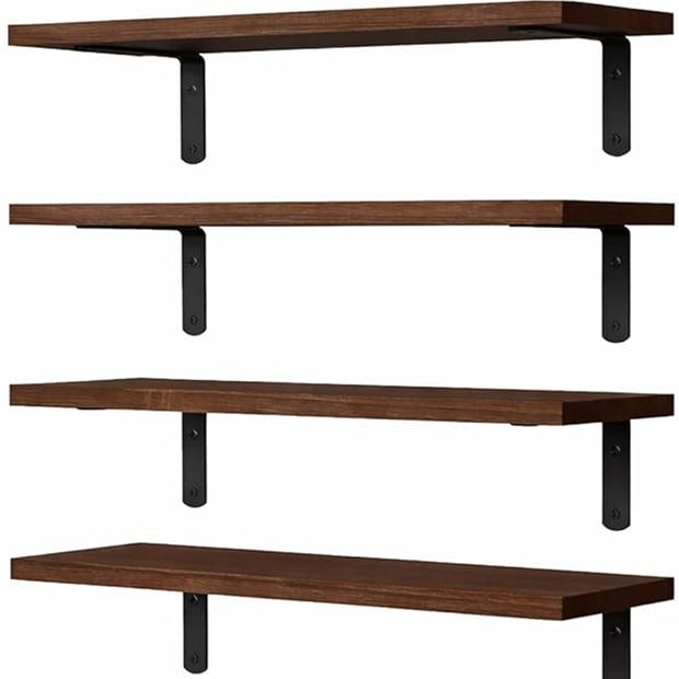 Floating Shelves Set of 6, Wooden Floating Shelves for Wall Decor, Farmhouse Shelf for Bedroom, Wall Mounted Bathroom Storage Shelves, Floating Book Shelves for Living Room